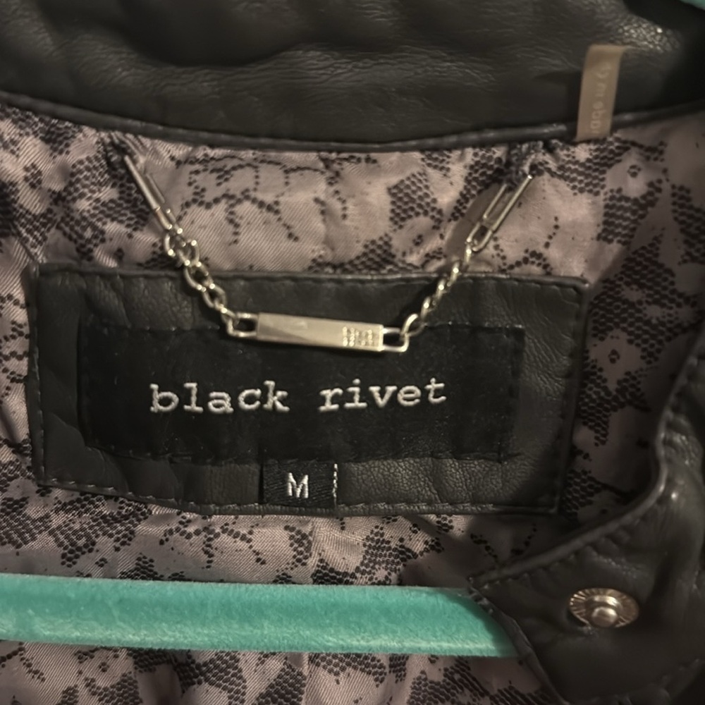 Black Rivet Grey Pleather Jacket - Picture 2 of 4